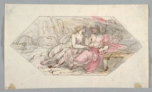 Jupiter tröstet eine flehende Göttin, wahrscheinlich Venus, 1796–98 von Felice Giani