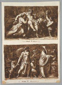 Blatt aus einem Skizzenbuch: Der Triumph des Silenus; Opfer für Bacchus, 1800–1810 von Felice Giani
