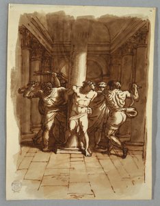 Zeichnung, Skizzenbuchseite: Geißelung Christi, 1810–15 von Felice Giani