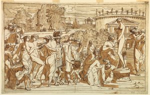 Anbetung der Venus in einer klassischen Landschaft, ca. 1820 von Felice Giani