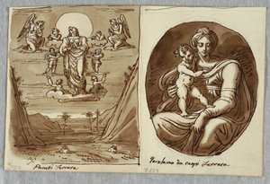 Weibliche Figur unter Wolken; Auferstehung, Studie nach Panetti von Felice Giani