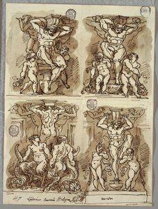 Vier Hermen, Studien nach den Carracci von Felice Giani