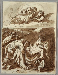 Vier Putti machen Musik, Studie nach Lodovico Carracci; Christus, Studie nach Massari von Felice Giani