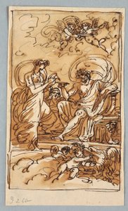 Hebe schenkt Jupiter Wein ein