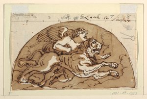 Leo, Lunette für die Decke, Sala Ottagonale, Palazzo Milzetti, Faenza von Felice Giani