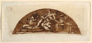Lunette der Heiligen Familie mit St. Elisabeth und St. Joseph von Felice Giani
