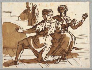 Mann und Frau, Cartoon für "Tod des Ananias" nach Raphael Sanzio von Felice Giani