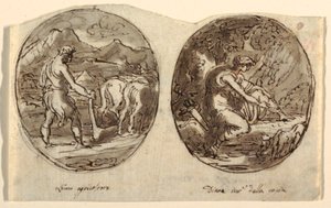 Der Bauer, Diana die Göttin der Jagd, Entwurf für Gewölbedecke, Sala dei Legislatori, Palazzo Conti-Sinibaldi, Faenza von Felice Giani