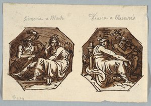 Mars und Juno; Merkur und Diana in diagonaler Komposition von Felice Giani