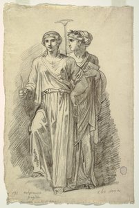 Melpomene, Muse der Tragödie und Clio, Muse der Geschichte