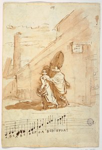 Drei Musiker vor dem Albergo Della Pace, 1810 von Felice Giani