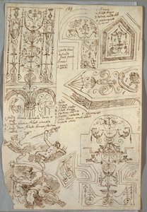 Sechs dekorative Studien; Rückseite, anatomische Studie von Felice Giani