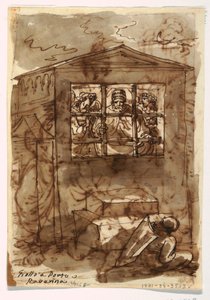 Skizzenbuch-Folio, Papst Sixtus II. und Diakon