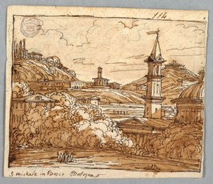 Skizzenbuchseite, Folio 57: Studie nach Michele in Bosco, Bologna; Verso, Architekturdetails von Felice Giani