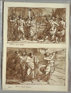 Der Stolz des Romulus: Das Verspotten des alten Hauptmanns von Veii; Zwei Studien nach Carracci