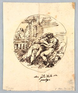 Odysseus und Penelope umarmen sich von Felice Giani
