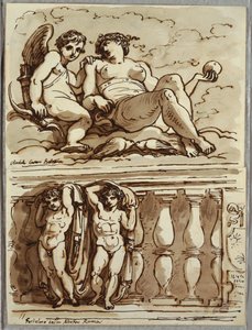 Venus und Amor, Studie nach Annibale Carracci