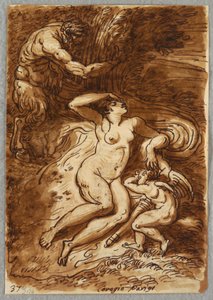 Venus und Amor und Satyr, Studie nach Correggio von Felice Giani