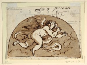 Jungfrau, Lunette für Decke, Sala Ottagonale, Palazzo Milzetti, Faenza von Felice Giani