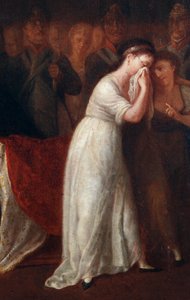 Eine Frau als das Gesetz, das den Status der Mutter innerhalb der Familie regelt, untergeordnet dem des Ehemanns. Detail der Verkündung des Zivilgesetzbuches oder Code Napoleon Bonaparte am 21.03.1804