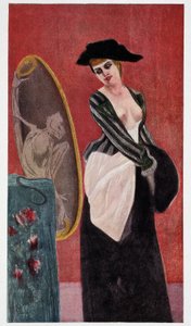 Der Dämon der Habgier: eine monströse Reflexion einer Frau, die sich im Spiegel betrachtet, „Felicien Rops“ von Rudolf Klein
