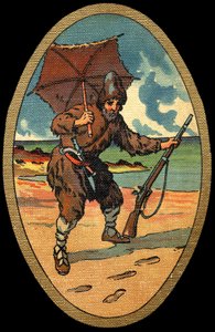 Robinson Crusoe: Illustration von Felician MYRBACH MYRBACH RHEINFELD (1853-1940) für das Buch von Daniel Defoe Robinson Crusoe. Kein Datum. Um 1934 von Felicien baron de Myrbach Rheinfeld
