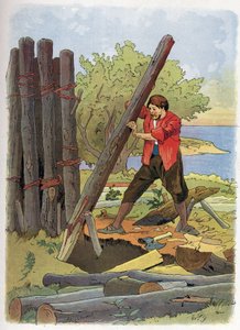 Robinson Crusoe baute sein erstes Zuhause.