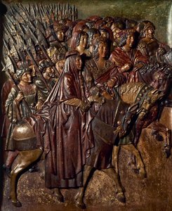 Die katholischen Könige empfangen die Schlüssel von Granada (Holz) von Felipe Bigarny or Vigarny