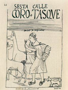 Ein junger Mann hütet Lamas und sammelt Holz (Tuschzeichnung) von Felipe Huaman Poma de Ayala