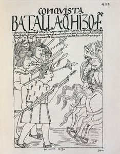 Schlacht von Cuzco: Belagerung der Stadt durch Inka Manco Capac, besetzt von den Konquistadoren, ca. 1536 (Gravur) von Felipe Huaman Poma de Ayala