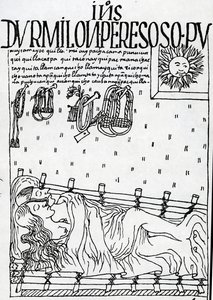 Einheimische Inkas schlafen durch den Morgen und vernachlässigen ihre Pflichten von Felipe Huaman Poma de Ayala