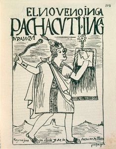 Porträt des großen Inka-Kaisers Pachacutec (Tuschzeichnung) von Felipe Huaman Poma de Ayala