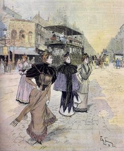 Grands Boulevards in Paris im April. Nach dem Aquarell von Felix Fournery (1865-1938) 1893