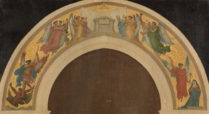 Skizze für die Dreifaltigkeitskirche: Das Osterlamm. Gruppe anbetender Engel. Der Erzengel Michael besiegt den Teufel. Die Verkündigung. Heiliger Paulus. Heiliger Petrus, ca. 1864 von Felix A.M. (after) Jobbe Duval
