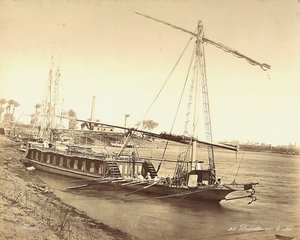 Ägyptisches Boot auf dem Nil, in Ägypten von Félix Bonfils