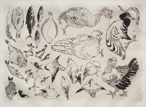 Tafelservice Rousseau: Enten, Fische, etc. Nr. 12, 1866 von Felix Bracquemond