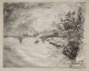 Ansicht der Brücke von Saint-Pères von Felix Bracquemond