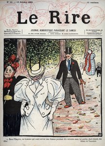 Titelblatt der Zeitung „Le Rire“, Nr. 50, 10. Oktober 1895: Unter dem Empire war ein Mann, der es wagte, einer Frau zehn Minuten lang zu folgen, ohne mit ihr zu sprechen, elegant, meine Tochter! Zeichnung von Felix Vallotton von Felix Edouard Vallotton