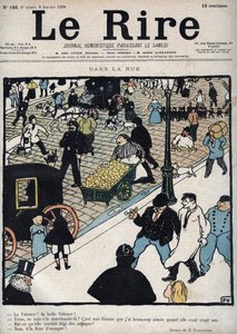 Auf der Straße - Titelblatt der Zeitung „Le Rire“, vom 6. Januar 1898, Zeichnung von Felix Vallotton von Felix Edouard Vallotton