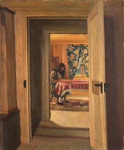 Interieur mit einem jungen Mädchen beim Schreiben, 1905