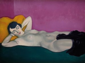 Liegende Frau vor violettem Grund von Felix Edouard Vallotton
