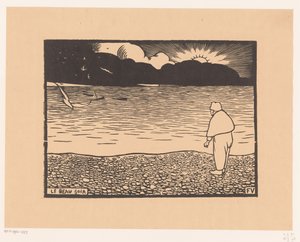 Mann bei Sonnenuntergang am Meer von Felix Edouard Vallotton