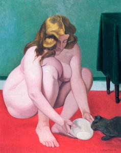 Frau mit einer Katze, 1919 von Felix Edouard Vallotton
