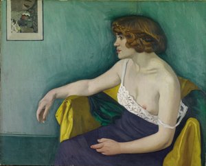 Junge Frau im Profil sitzend, 1914 von Felix Edouard Vallotton