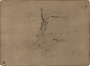 Bäume und Boote von Felix Hilaire Buhot