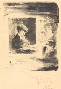 Enfant Dessinant Kind zeichnet, 1894 von Felix Hilaire Buhot