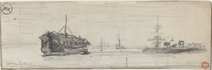 Schiffe im Hafen von London [recto], ca. 1884