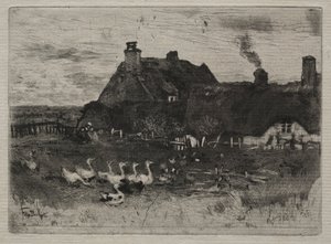 Reetgedeckte Hütten, 1878 von Felix Hilaire Buhot