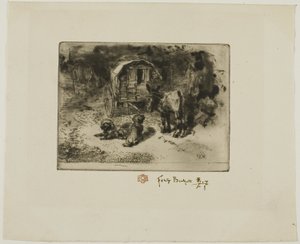 Die Wächter des Hauses oder die Begleiter des Akrobaten von Felix Hilaire Buhot