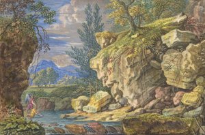 Landschaft mit Tobias und dem Engel, 17. - frühes 18. Jahrhundert